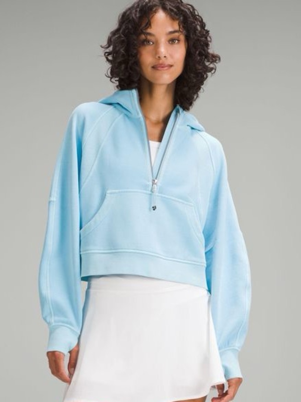 lululemon light blue cropped Scuba half zip athletica Hoodie